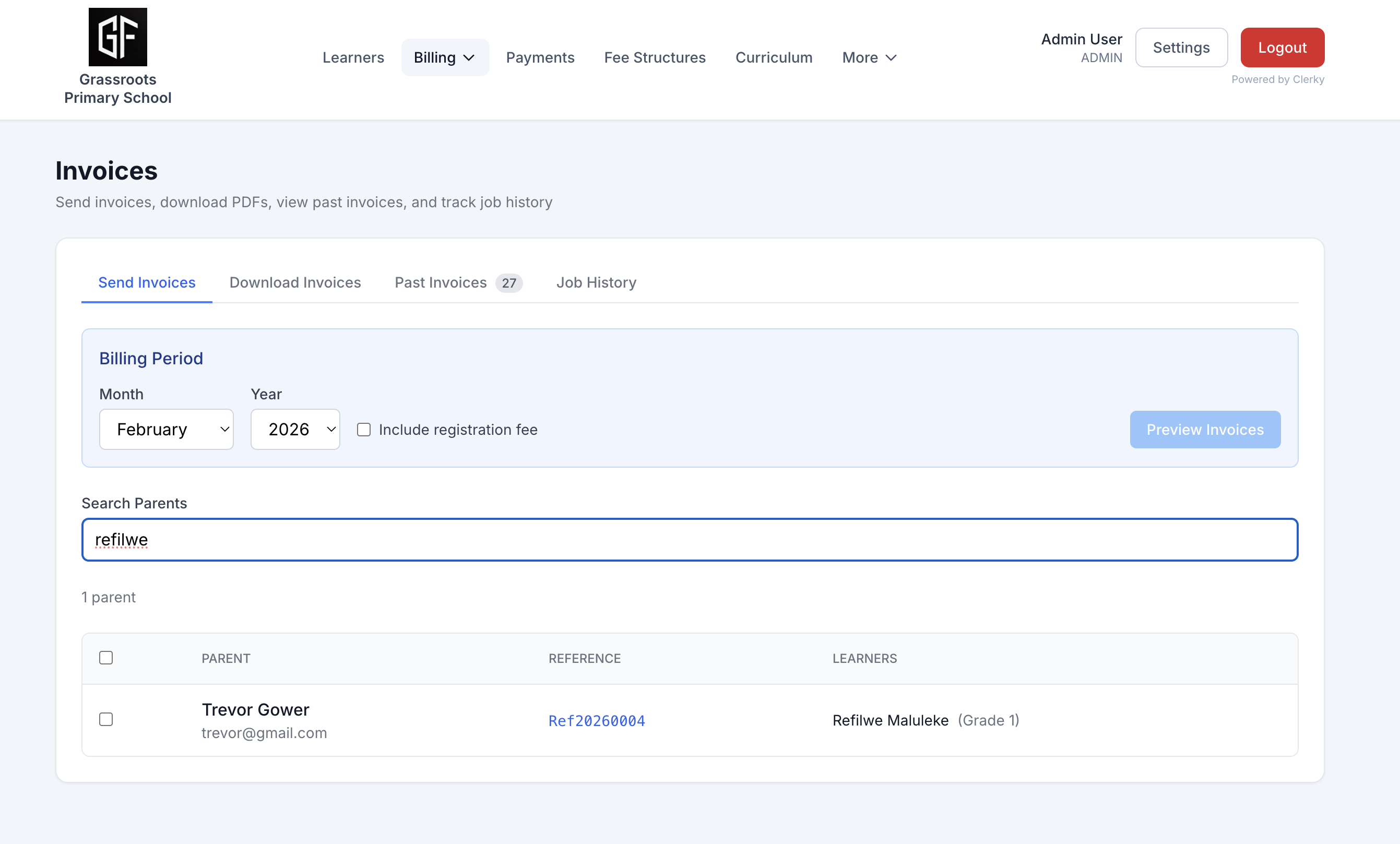 Invoice generation and billing period setup